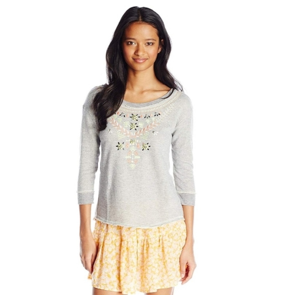 Miss Me Enchanted Embroidery Boho Top Size S